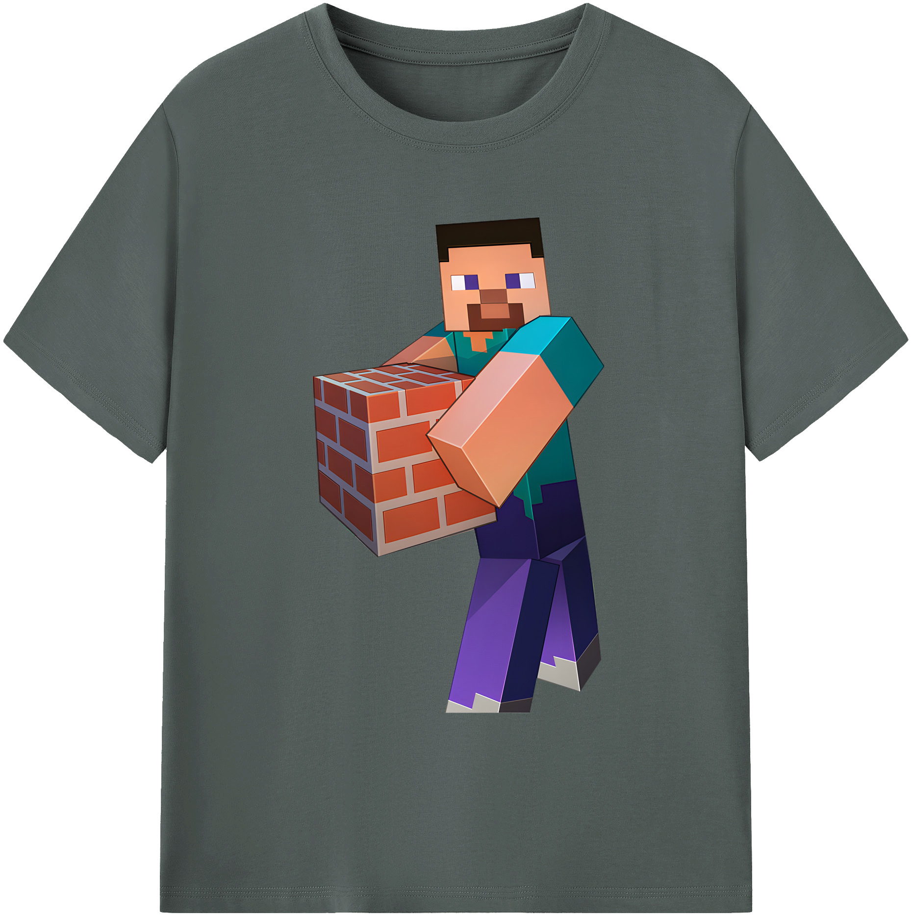 （画像用） マインクラフト ブロックの世界 Minecraft MC Block world 綿100％ メンズ半袖Tシャツ｜肌触りやわらか＆通気性